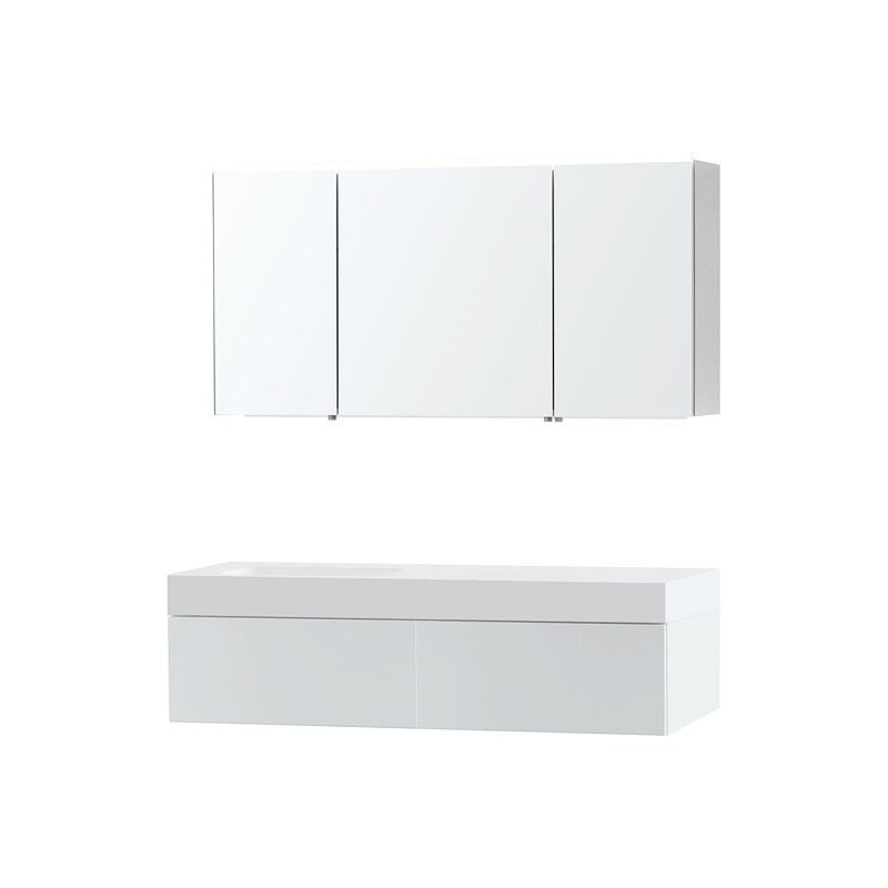 Meuble Puro solo blanc 140 gauche 1 tiroir solid puro avec armoire de toilette