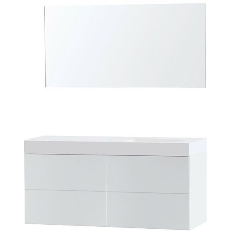 Meuble Puro solo coloris blanc 140 droite solid puro avec miroir