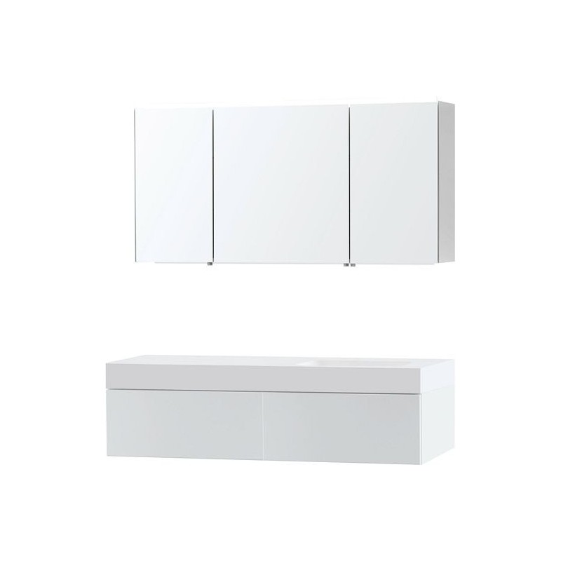 Meuble Puro solo coloris blanc 140 droite 1 tiroir solid puro avec armoire de toilette