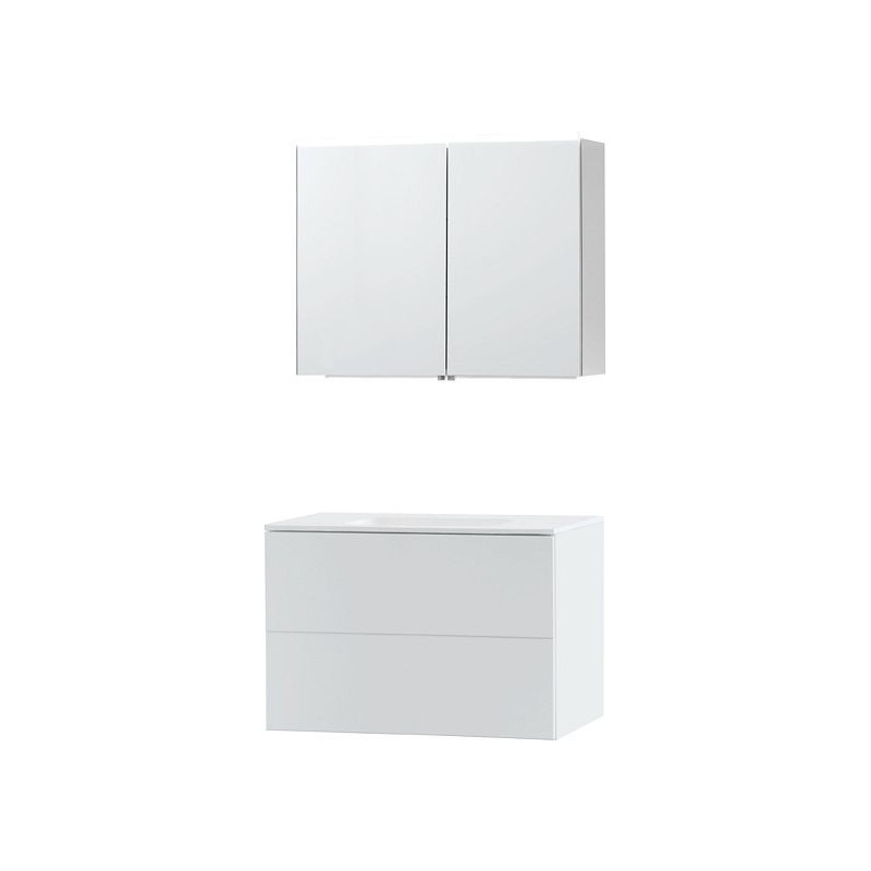 Meuble Puro solo coloris blanc 90 solid molto avec armoire de toilette