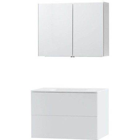 Meuble Puro solo coloris blanc 90 solid molto avec armoire de toilette