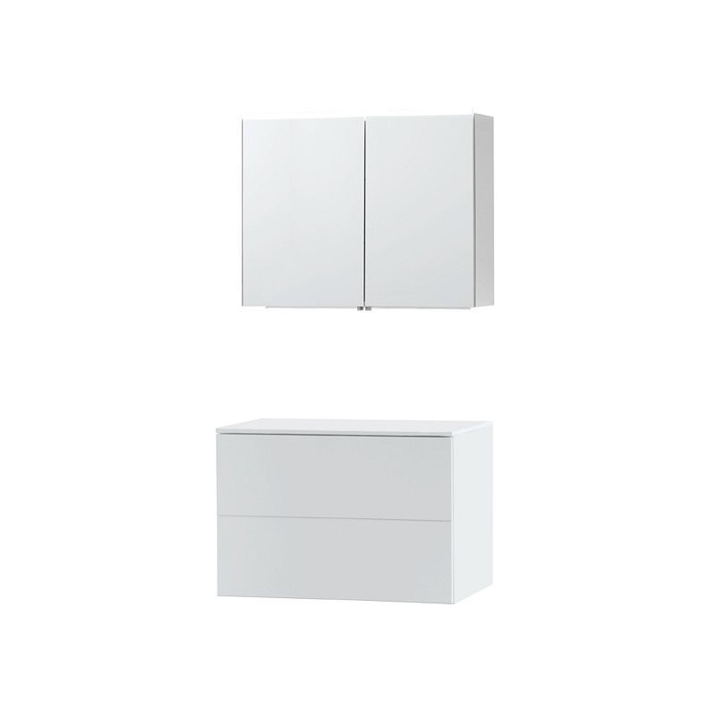 Meuble Puro solo coloris blanc 90 solid à poser avec armoire de toilette