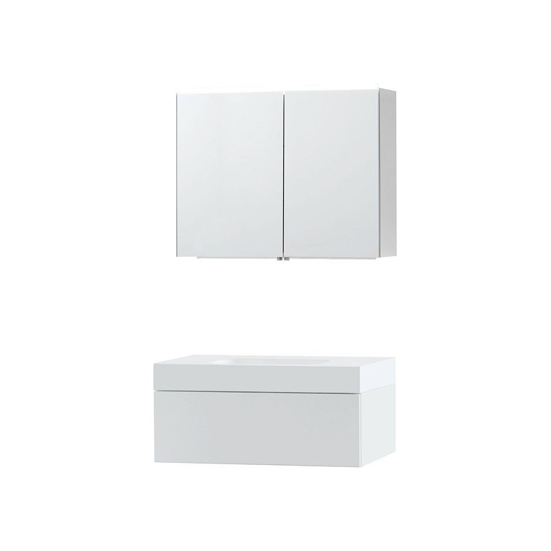 Meuble Puro solo coloris blanc 90 1 tiroir solid puro avec armoire de toilette