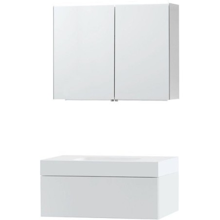 Meuble Puro solo coloris blanc 90 1 tiroir solid puro avec armoire de toilette