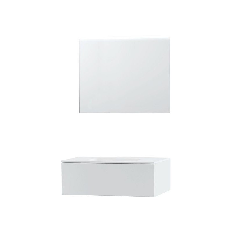 Meuble Puro solo coloris blanc 90 1 tiroir solid molto avec miroir