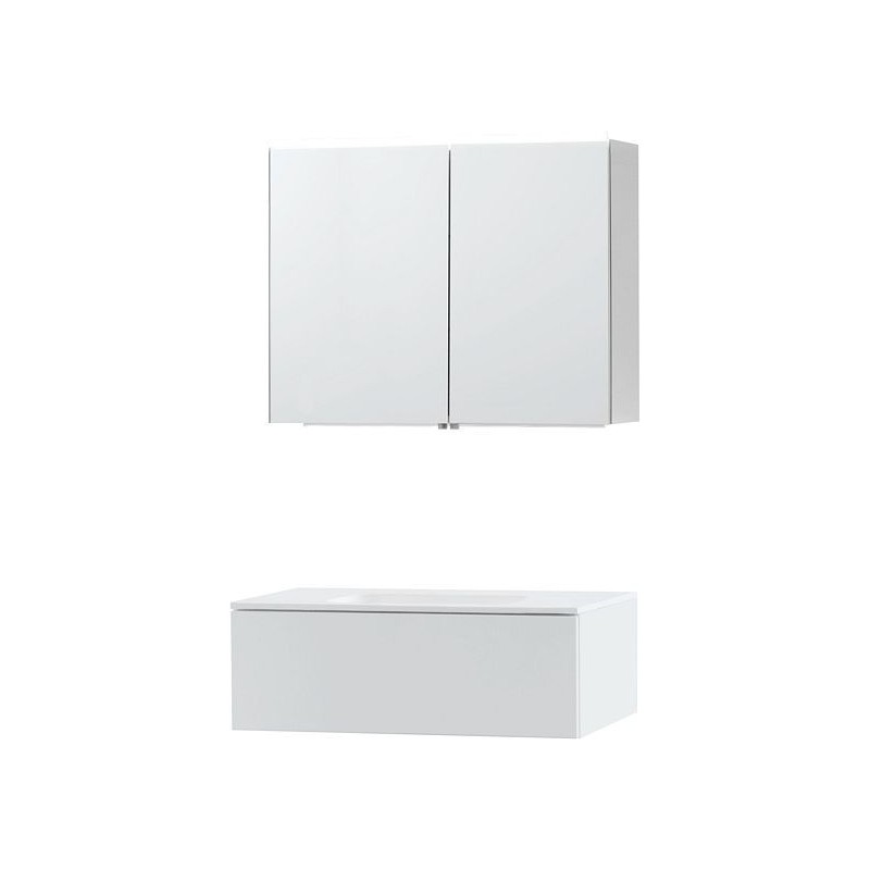 Meuble Puro solo coloris blanc 90 1 tiroir solid molto avec armoire de toilette