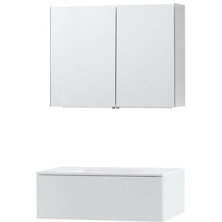 Meuble Puro solo coloris blanc 90 1 tiroir solid molto avec armoire de toilette