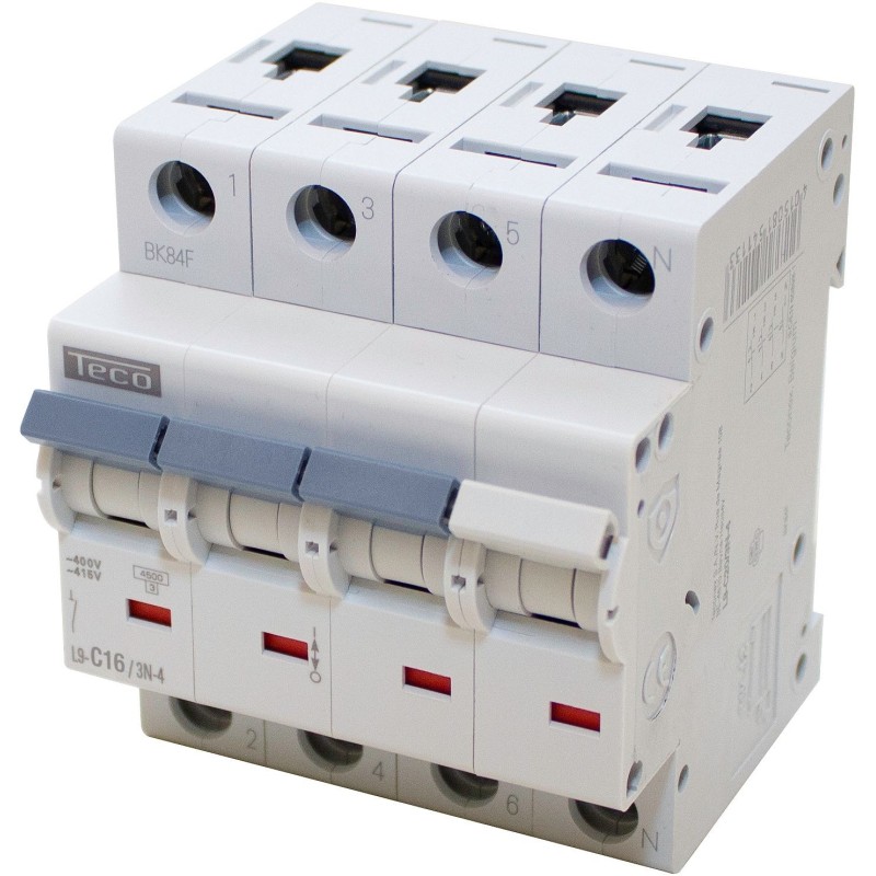 Disjoncteur tripolaire+neutre 16A