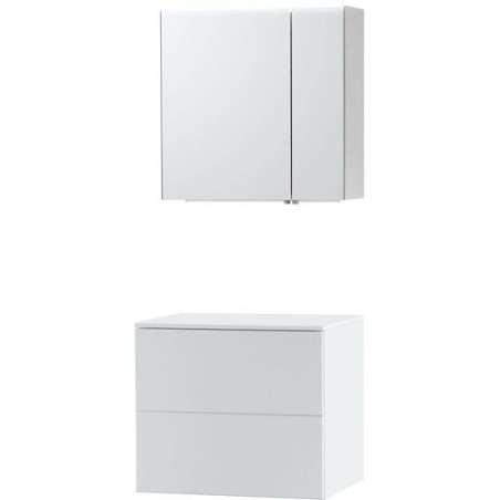 Meuble Puro solo coloris blanc 70 solid à poser avec armoire de toilette