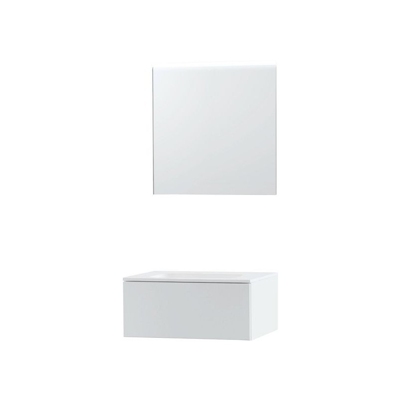 Meuble Puro solo coloris blanc 70 1 tiroir solid molto avec miroir