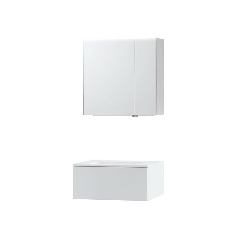 Meuble Puro solo coloris blanc 70 1 tiroir solid molto avec armoire de toilette