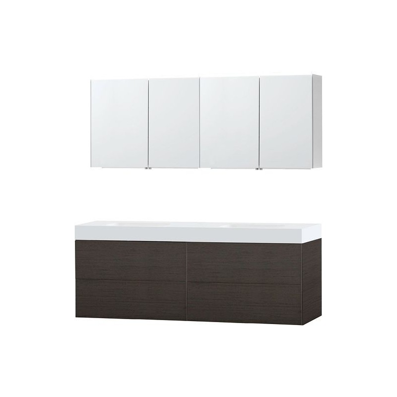 Meuble Puro duo coloris wengé 180 solid Puro avec armoire de toilette