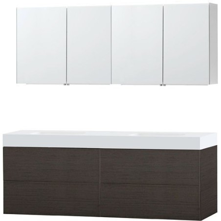 Meuble Puro duo coloris wengé 180 solid Puro avec armoire de toilette