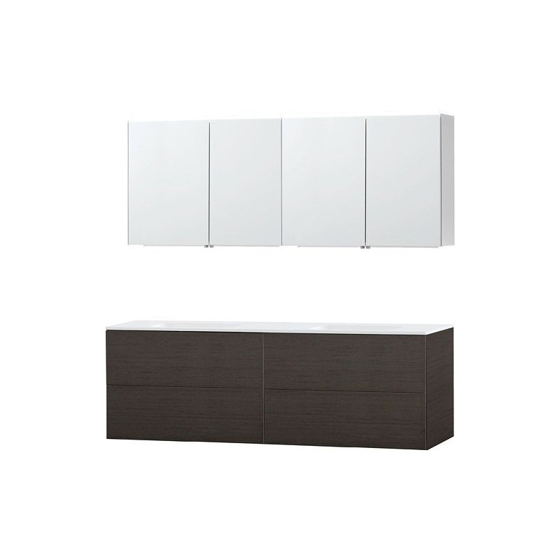 Meuble Puro duo coloris wengé 180 solid molto avec armoire de toilette