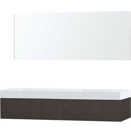 Meuble Puro duo coloris wengé 180 1 tiroir solid Puro avec miroir