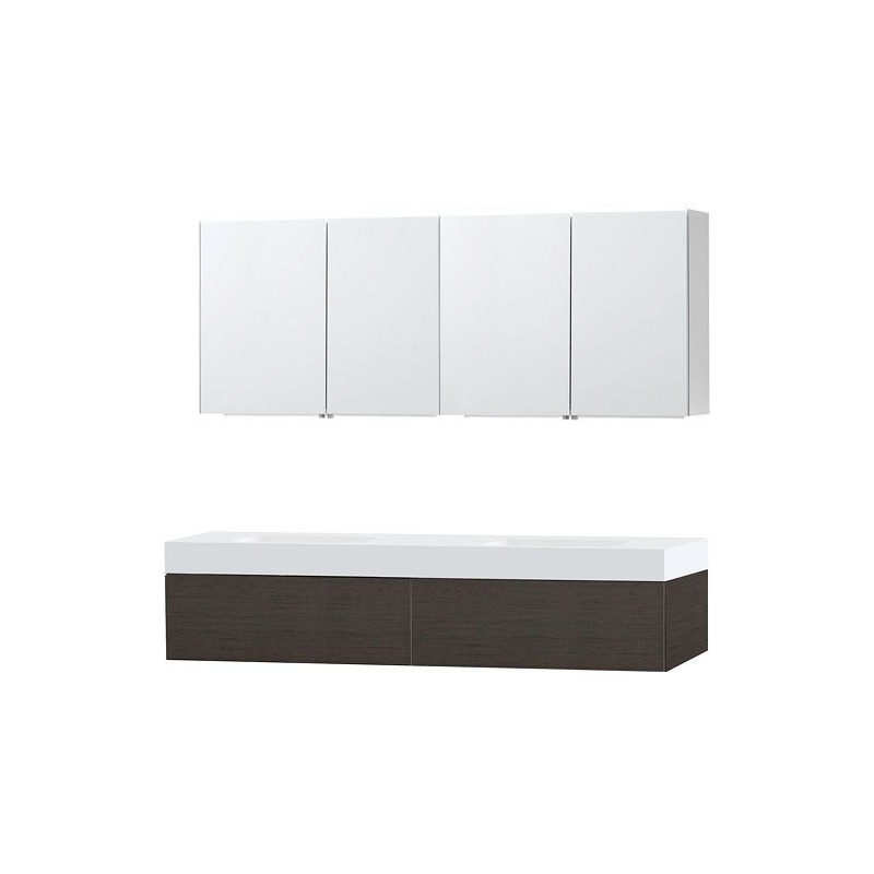 Meuble Puro duo coloris wengé 180 1 tiroir solid Puro avec armoire de toilette