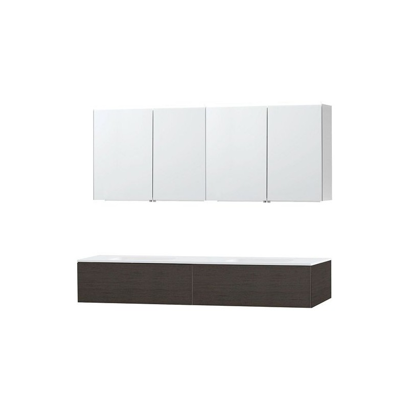 Meuble Puro duo coloris wengé 180 1 tiroir solid molto avec armoire de toilette