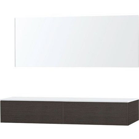 Meuble Puro duo coloris wengé 180 1 tiroir solid à poser avec miroir