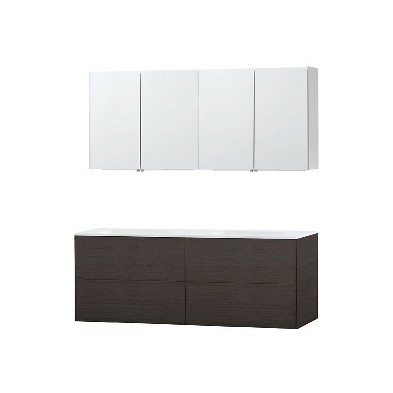 Meuble Puro duo coloris wengé 160 solid molto avec armoire de toilette