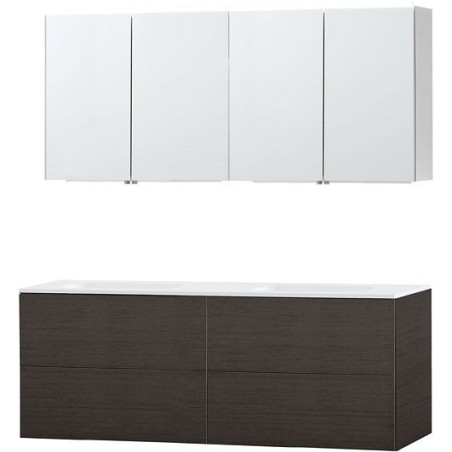 Meuble Puro duo coloris wengé 160 solid molto avec armoire de toilette