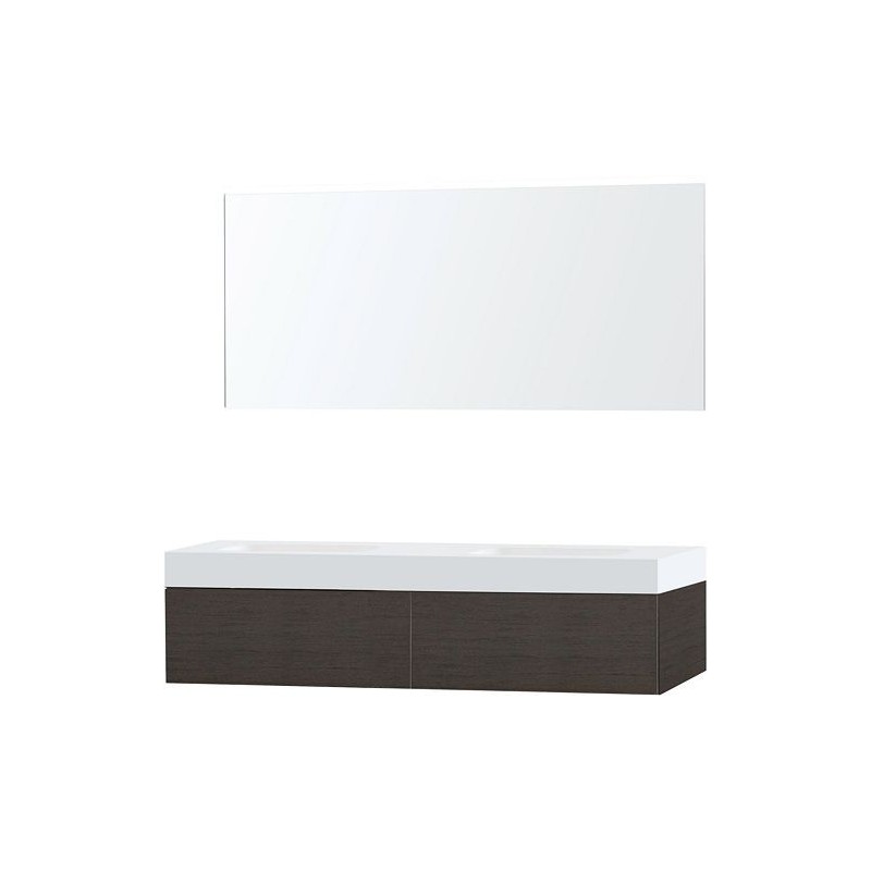 Meuble Puro duo coloris wengé 160 1 tiroir solid Puro avec miroir