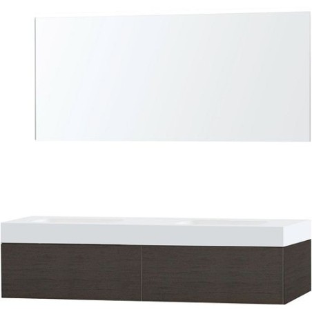 Meuble Puro duo coloris wengé 160 1 tiroir solid Puro avec miroir