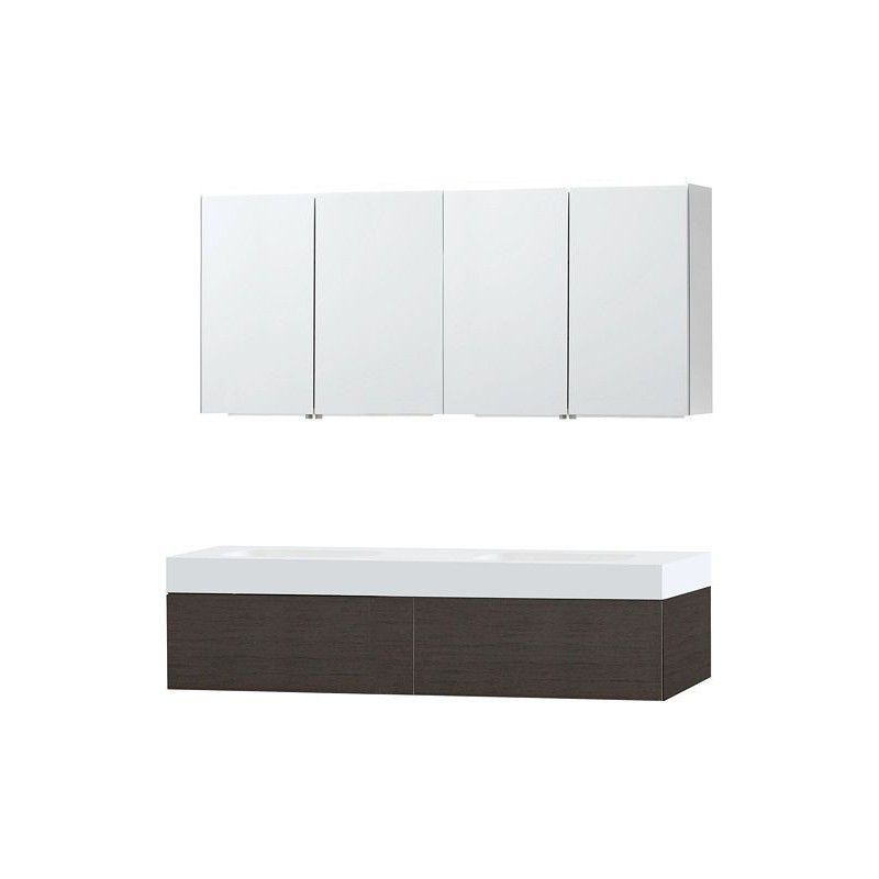 Meuble Puro duo coloris wengé 160 1 tiroir solid Puro avec armoire de toilette