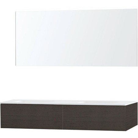 Meuble Puro duo coloris wengé 160 1 tiroir solid molto avec miroir