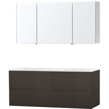 Meuble Puro duo coloris wengé 140 solid molto avec armoire de toilette