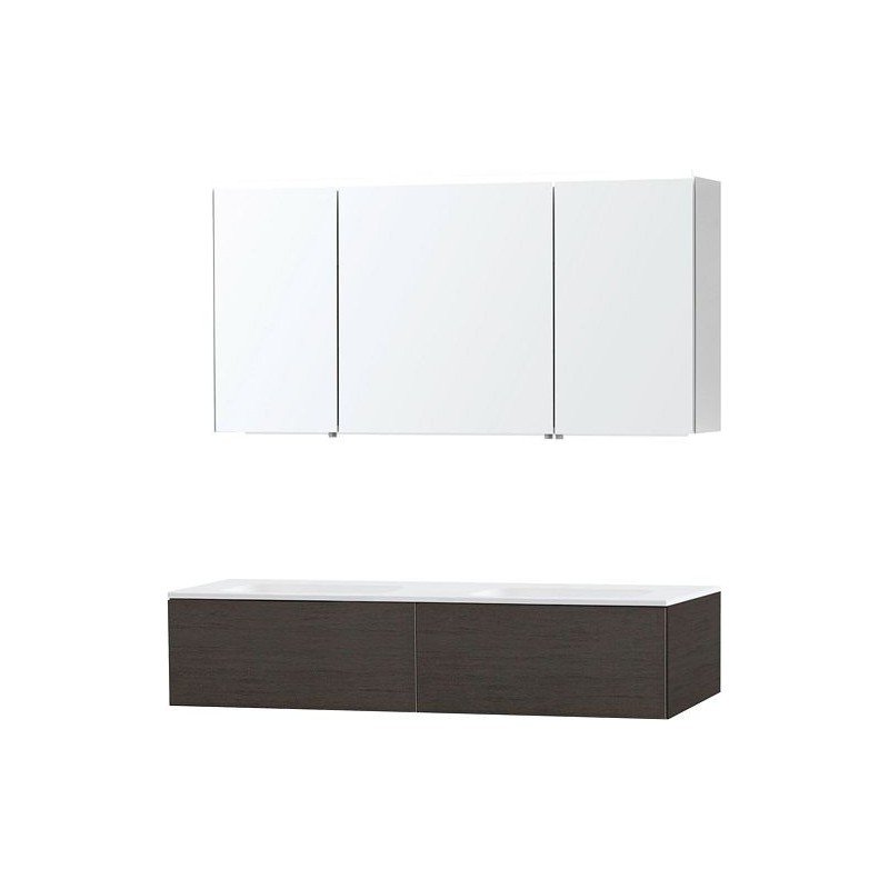 Meuble Puro duo coloris wengé 140 1 tiroir solid molto avec armoire de toilette