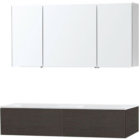 Meuble Puro duo coloris wengé 140 1 tiroir solid molto avec armoire de toilette