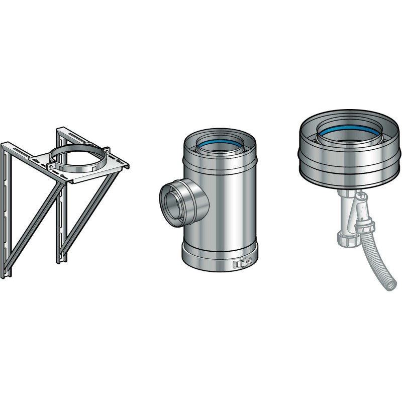 Poujoulat kit de plain pied compose de:t+tampon+support+siphon multi+ 130/200mm