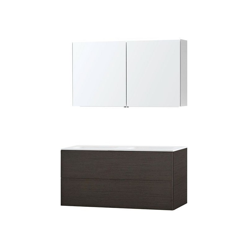 Meuble Puro duo coloris wengé 120 solid molto avec armoire de toilette