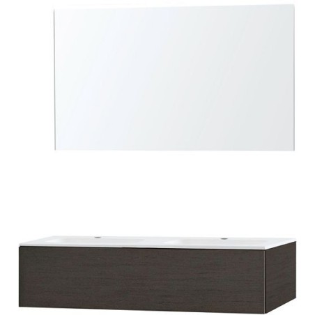 Meuble Puro duo coloris wengé 120 1 tiroir marbre synthétique avec miroir