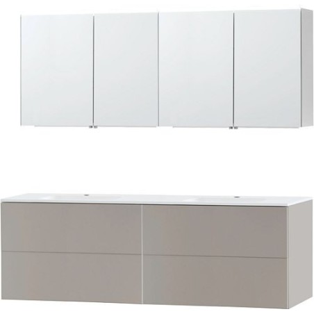 Meuble Puro duo coloris gris 180 marbre synthétique avec armoire de toilette