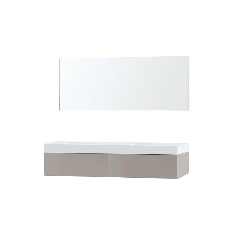 Meuble Puro duo coloris gris 180 1 tiroir solid Puro avec miroir