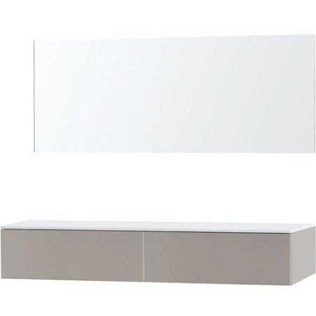 Meuble Puro duo coloris gris 180 1 tiroir solid à poser avec miroir