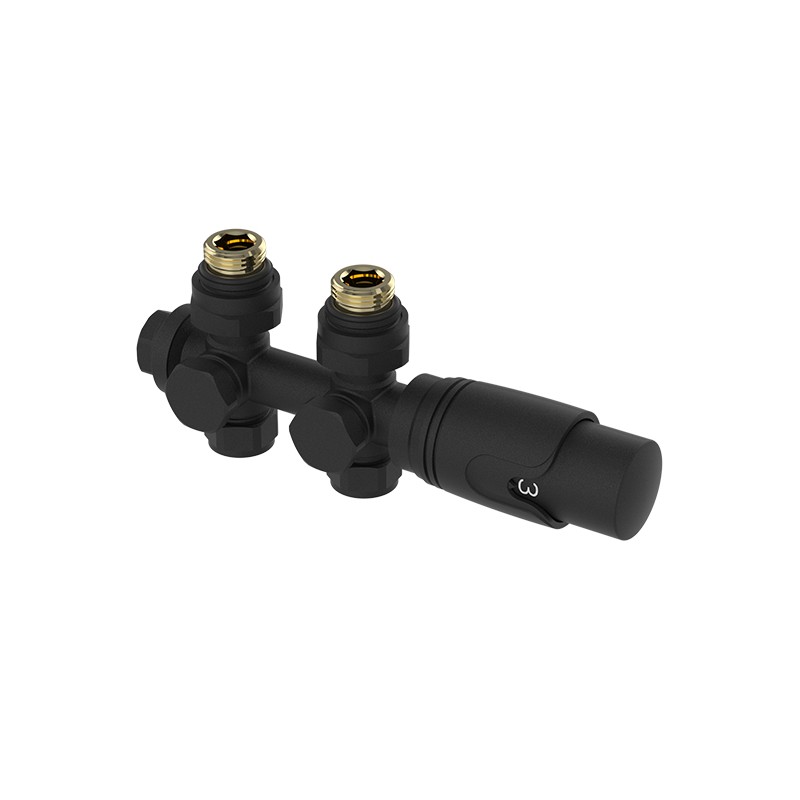 Sanipex vanne radiateur thermostatique design raccordement mural et sol 1/2Mx16/2 M30 noir mat