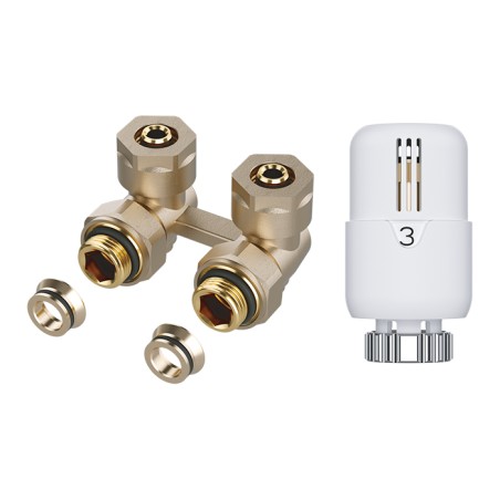 Radium bloc-H mural complet avec tête thermostatique