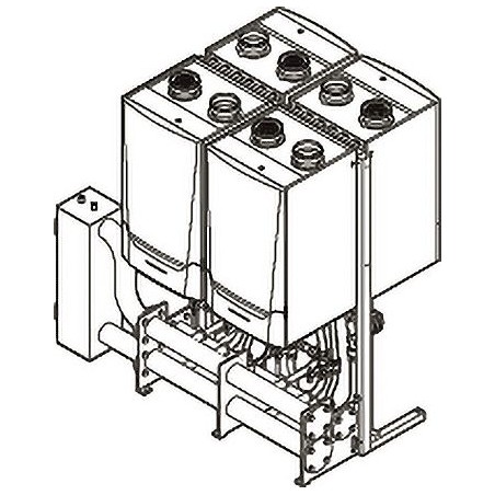 Remeha systeme cascade PREFAB complet pour montage EN RG DE 4X QUINTA ACE 160
