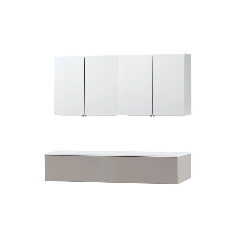 Meuble Puro duo gris 160 1 tiroir solid à poser avec armoire de toilette