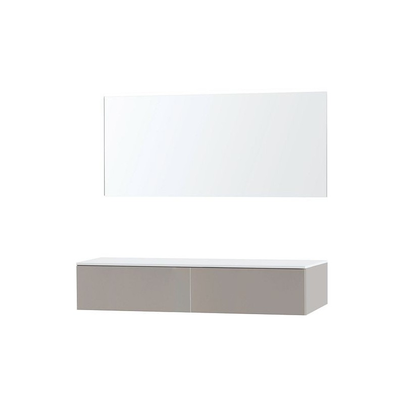 Meuble Puro duo coloris gris 160 1 tiroir solid à poser avec miroir