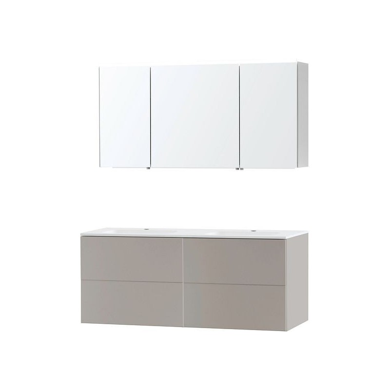 Meuble Puro duo coloris gris 140 marbre synthétique avec armoire de toilette