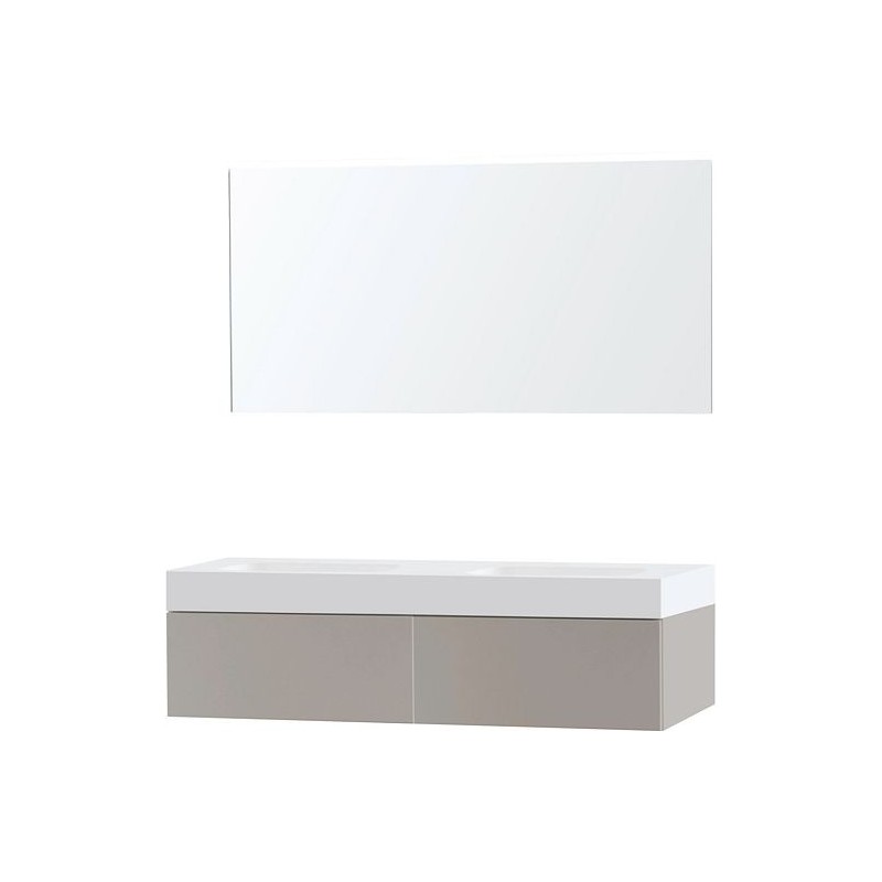 Meuble Puro duo coloris gris 140 1 tiroir solid Puro avec miroir