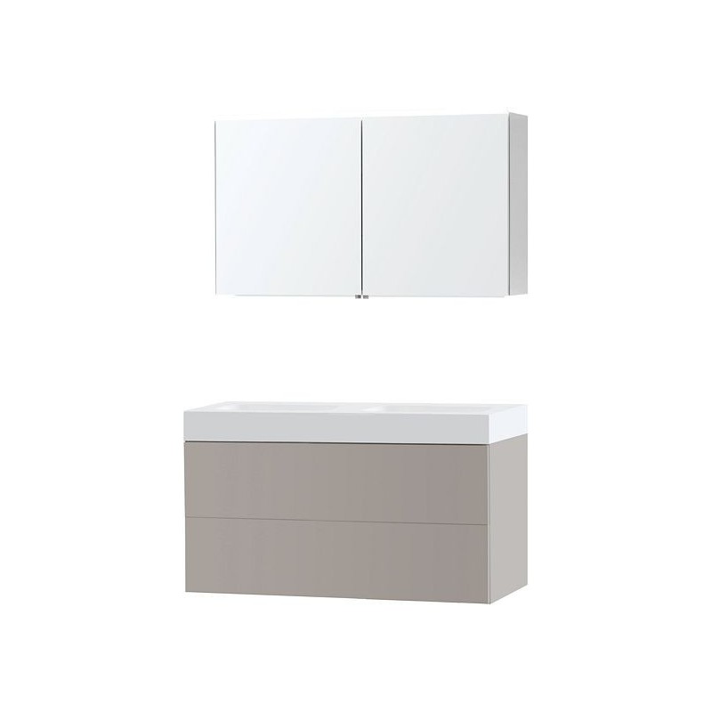 Meuble Puro duo coloris gris 120 solid Puro avec armoire de toilette