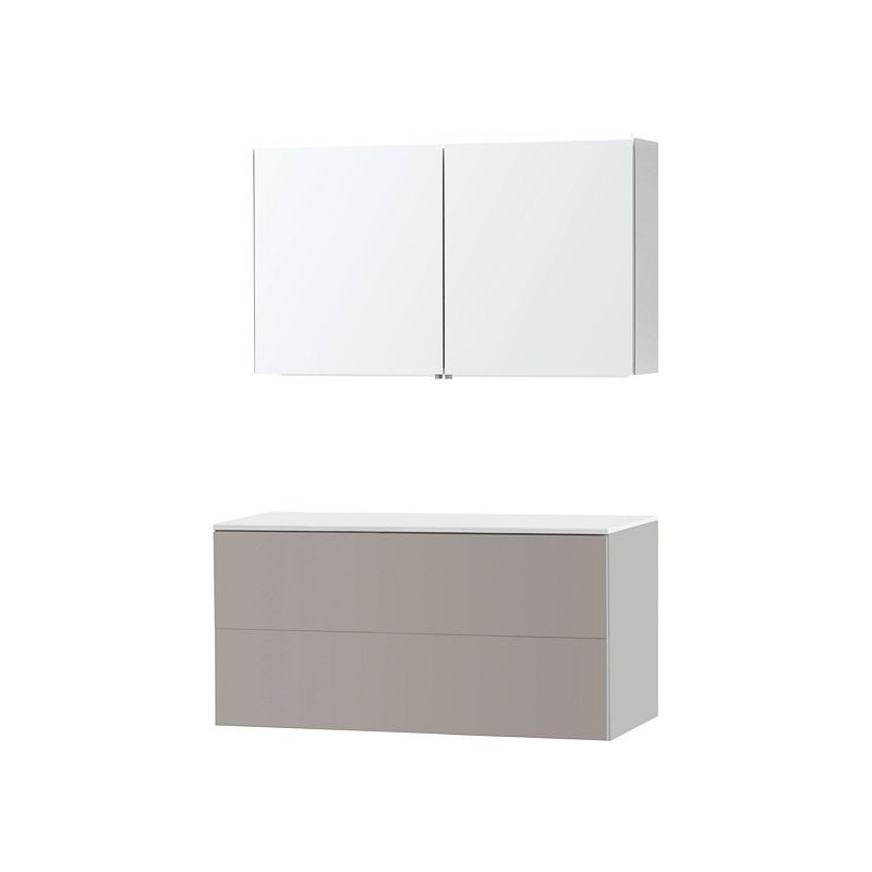 Meuble Puro duo coloris gris 120 solid à poser avec armoire de toilette