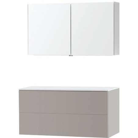 Meuble Puro duo coloris gris 120 solid à poser avec armoire de toilette