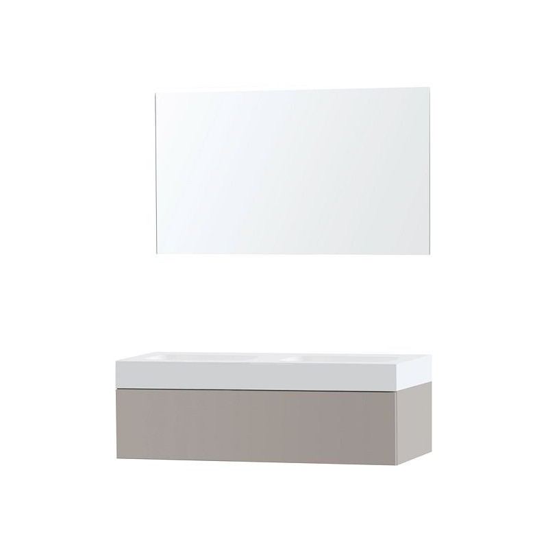 Meuble Puro duo coloris gris 120 1 tiroir solid Puro avec miroir