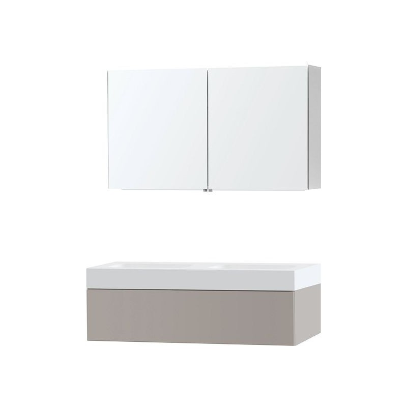 Meuble Puro duo coloris gris 120 1 tiroir solid Puro avec armoire de toilette