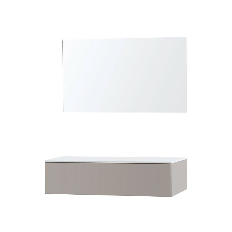 Meuble Puro duo coloris gris 120 1 tiroir solid à poser avec miroir